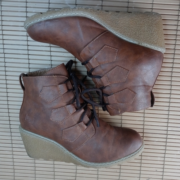 Dirty Laundry women's Wedge Heel brown lace combat Boots US/8M. TUpem - Picture 6 of 9